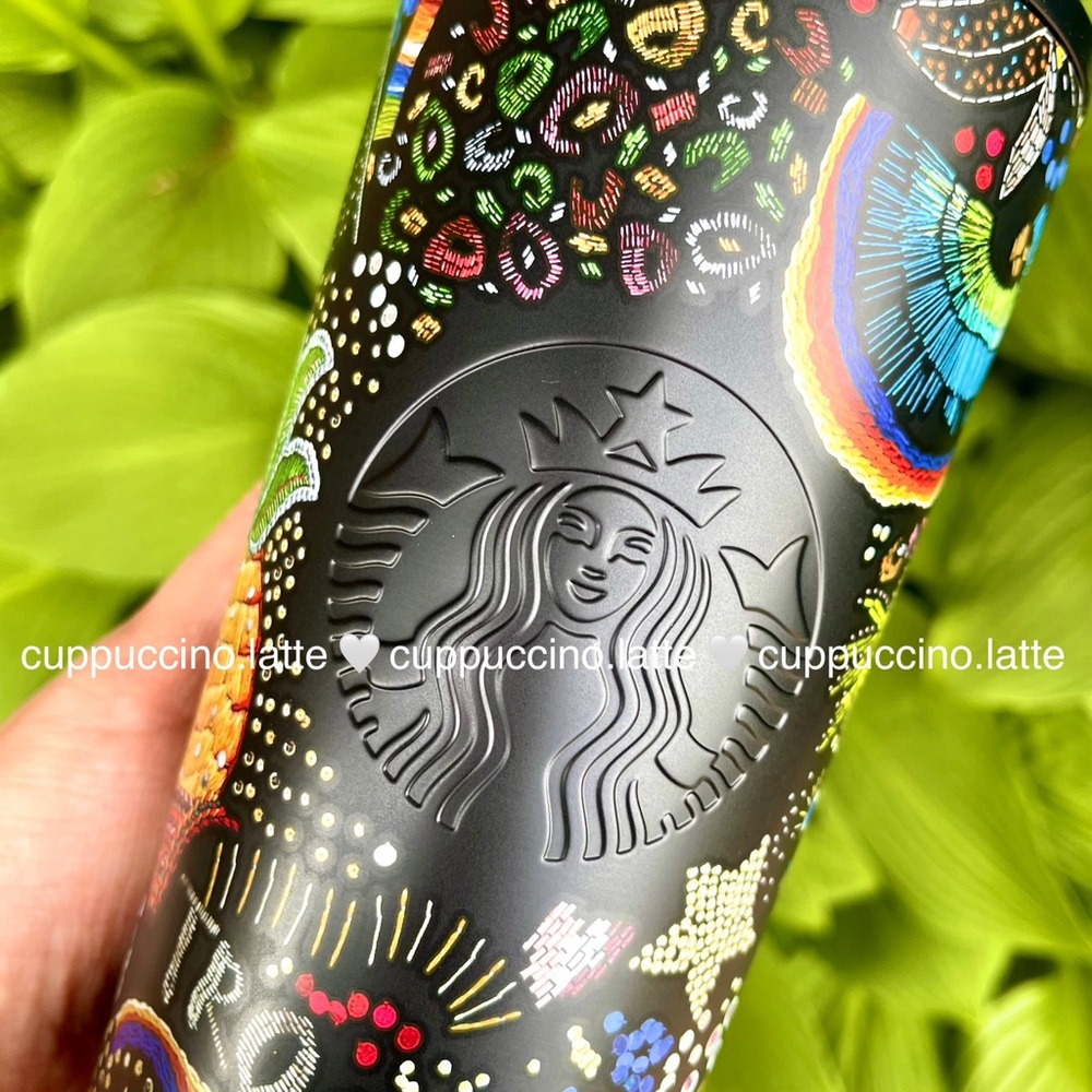 🌈SOLD OUT🌴Starbucks + FARM Rio Black Tropical ‘Borogodo’ SS Tumbler & Bottle - Picture 7 of 16